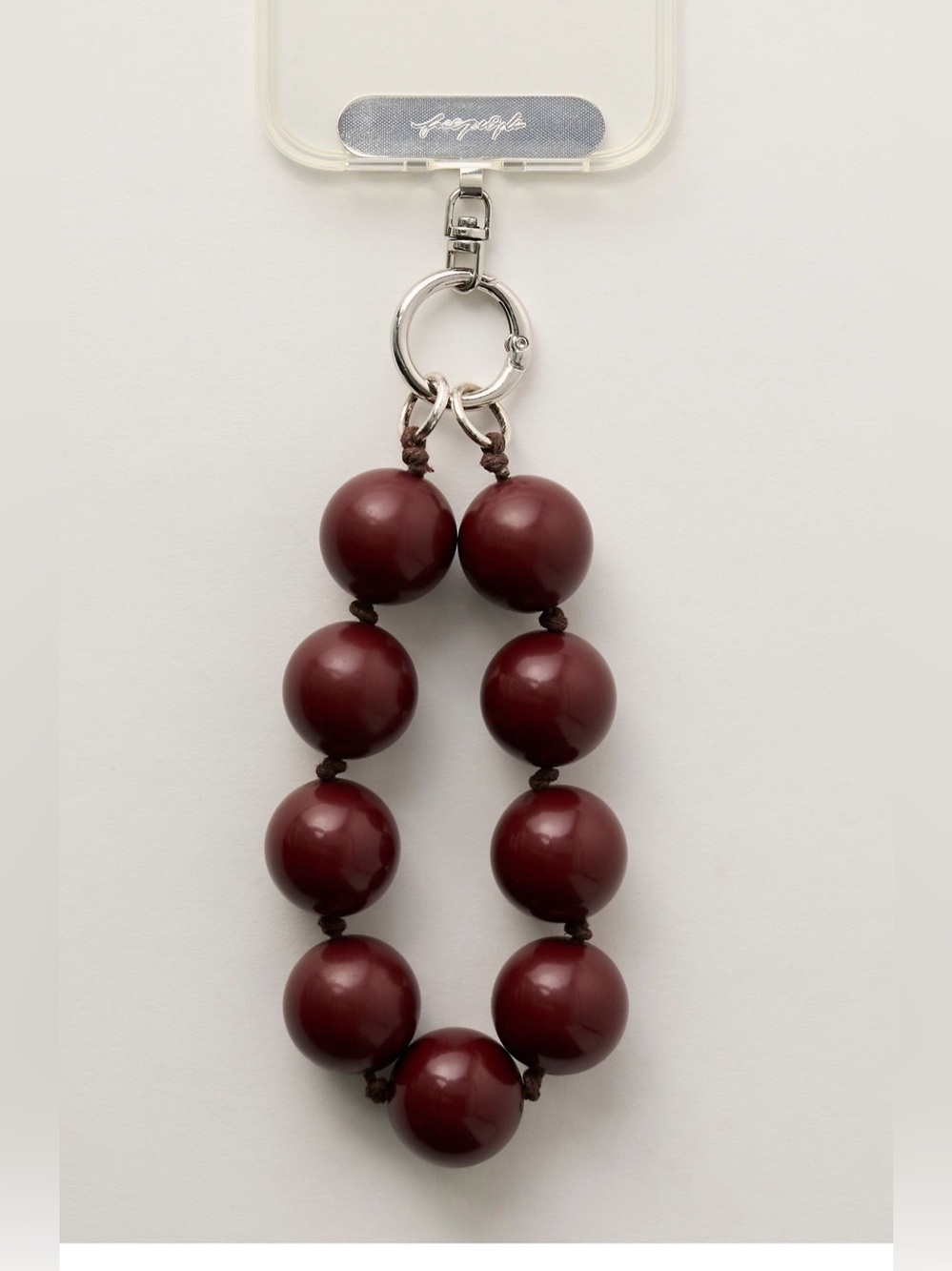 Free People Burgundy Beaded bauble phone wristlet